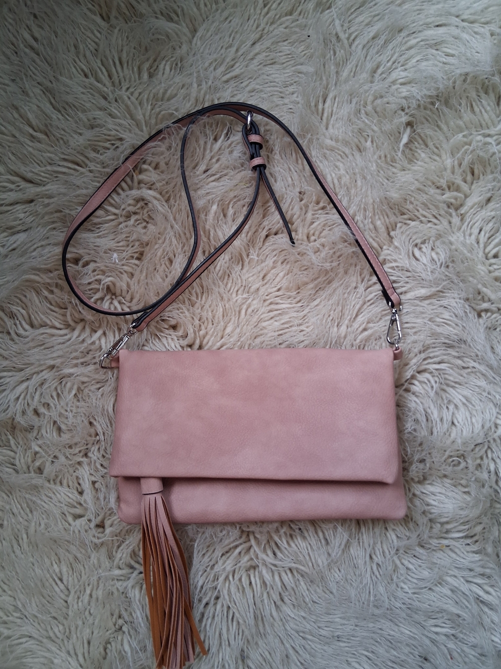 SUMMER SALE Soft Blush Crossbody Bag with Tassel Accent